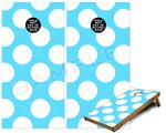 Cornhole Game Board Vinyl Skin Wrap Kit - Premium Laminated - Kearas Polka Dots White And Blue fits 24x48 game boards (GAMEBOARDS NOT INCLUDED)