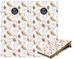 Cornhole Game Board Vinyl Skin Wrap Kit - Premium Laminated - Sea Shells 02 White fits 24x48 game boards (GAMEBOARDS NOT INCLUDED)