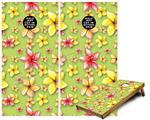 Cornhole Game Board Vinyl Skin Wrap Kit - Premium Laminated - Beach Flowers Sage Green fits 24x48 game boards (GAMEBOARDS NOT INCLUDED)