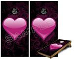 Cornhole Game Board Vinyl Skin Wrap Kit - Glass Heart Grunge Hot Pink fits 24x48 game boards (GAMEBOARDS NOT INCLUDED)