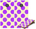 Cornhole Game Board Vinyl Skin Wrap Kit - Kearas Polka Dots Purple On Cream fits 24x48 game boards (GAMEBOARDS NOT INCLUDED)