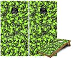 Cornhole Game Board Vinyl Skin Wrap Kit - Scattered Skulls Neon Green fits 24x48 game boards (GAMEBOARDS NOT INCLUDED)