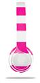 Skin Decal Wrap compatible with Beats Solo 2 WIRED Headphones Psycho Stripes Hot Pink and White (HEADPHONES NOT INCLUDED)