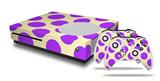 WraptorSkinz Decal Skin Wrap Set works with 2016 and newer XBOX One S Console and 2 Controllers Kearas Polka Dots Purple On Cream