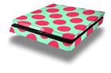Vinyl Decal Skin Wrap compatible with Sony PlayStation 4 Slim Console Kearas Polka Dots Pink And Blue (PS4 NOT INCLUDED)