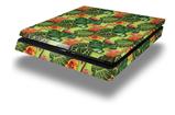 Vinyl Decal Skin Wrap compatible with Sony PlayStation 4 Slim Console Famingos and Flowers Sage Green (PS4 NOT INCLUDED)