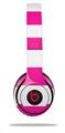WraptorSkinz Skin Decal Wrap compatible with Beats Solo 2 and Solo 3 Wireless Headphones Psycho Stripes Hot Pink and White (HEADPHONES NOT INCLUDED)