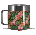 Skin Decal Wrap for Yeti Coffee Mug 14oz Famingos and Flowers Pink - 14 oz CUP NOT INCLUDED by WraptorSkinz
