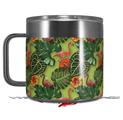 Skin Decal Wrap for Yeti Coffee Mug 14oz Famingos and Flowers Sage Green - 14 oz CUP NOT INCLUDED by WraptorSkinz