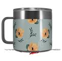 Skin Decal Wrap for Yeti Coffee Mug 14oz Poppy Orange Light Blue - 14 oz CUP NOT INCLUDED by WraptorSkinz