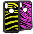 2x Decal style Skin Wrap Set compatible with Otterbox Defender iPhone X and Xs Case - Zebra Yellow (CASE NOT INCLUDED)