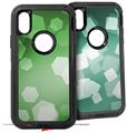 2x Decal style Skin Wrap Set compatible with Otterbox Defender iPhone X and Xs Case - Bokeh Hex Green (CASE NOT INCLUDED)