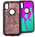 2x Decal style Skin Wrap Set compatible with Otterbox Defender iPhone X and Xs Case - Folder Doodles Pink (CASE NOT INCLUDED)