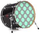 Decal Skin works with most 24" Bass Kick Drum Heads Kearas Polka Dots Mint And Gray - DRUM HEAD NOT INCLUDED