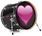 Decal Skin works with most 24" Bass Kick Drum Heads Glass Heart Grunge Hot Pink - DRUM HEAD NOT INCLUDED