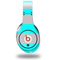 WraptorSkinz Skin Decal Wrap compatible with Beats Studio (Original) Headphones Psycho Stripes Neon Teal and Gray Skin Only (HEADPHONES NOT INCLUDED)