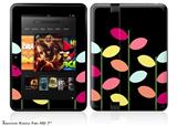 Plain Leaves On Black Decal Style Skin fits 2012 Amazon Kindle Fire HD 7 inch