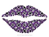 Splatter Girly Skull Purple - Kissing Lips Fabric Wall Skin Decal measures 24x15 inches