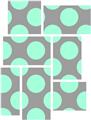 Kearas Polka Dots Mint And Gray - 7 Piece Fabric Peel and Stick Wall Skin Art (50x38 inches)